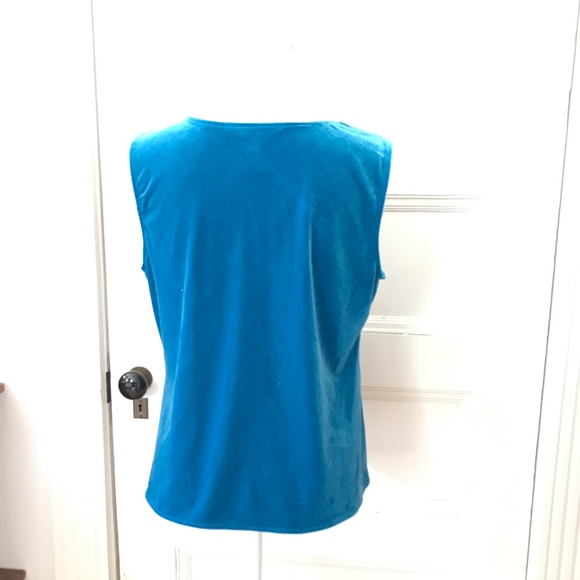 George Turquoise Blue Stretch Velvet Cami Top - Picture 4 of 11